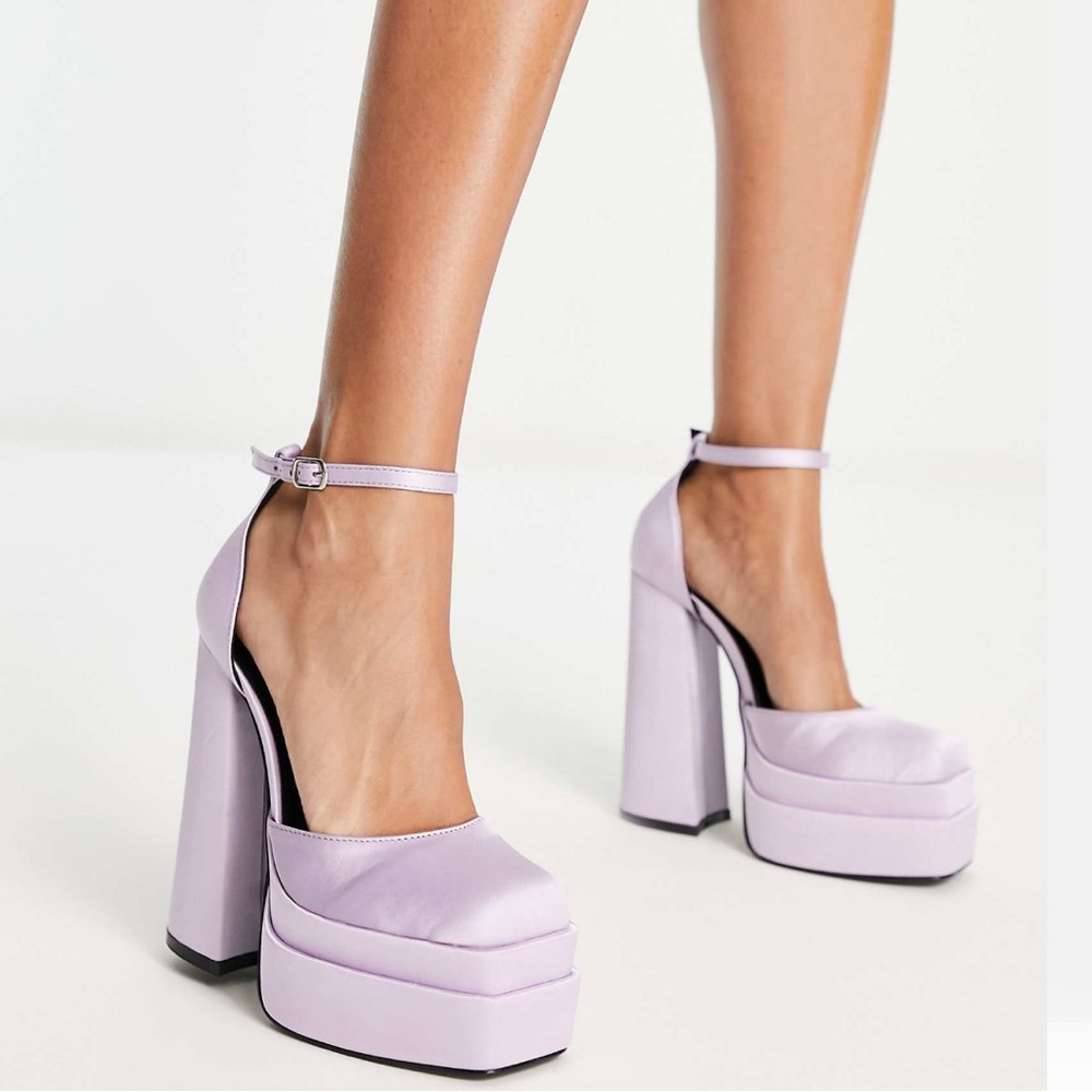 Daisy Street Exclusive double platform heels in Lilac sz8